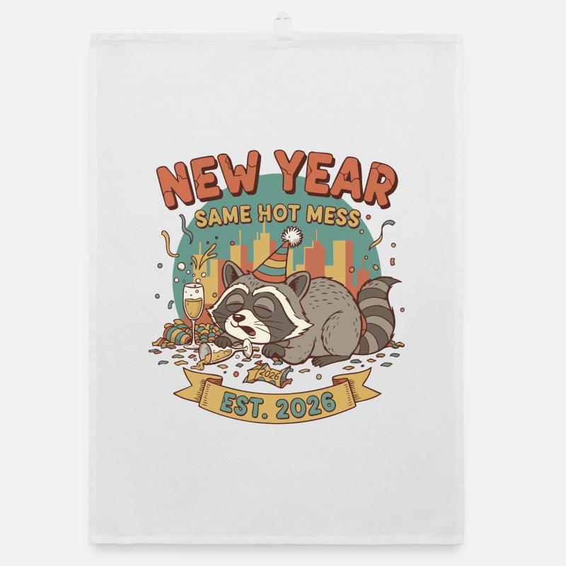 New Year Same Hot Mess Est. 2026 Celebration Organic Geschirrtuch