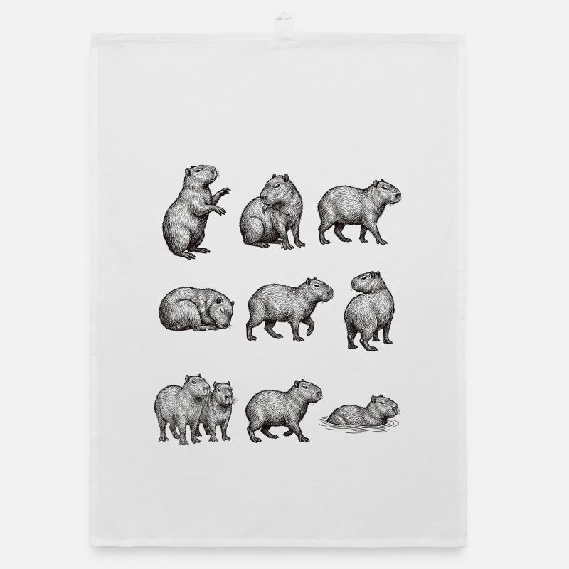 Silhouettes de capybara dans la conception forestière Torchon bio