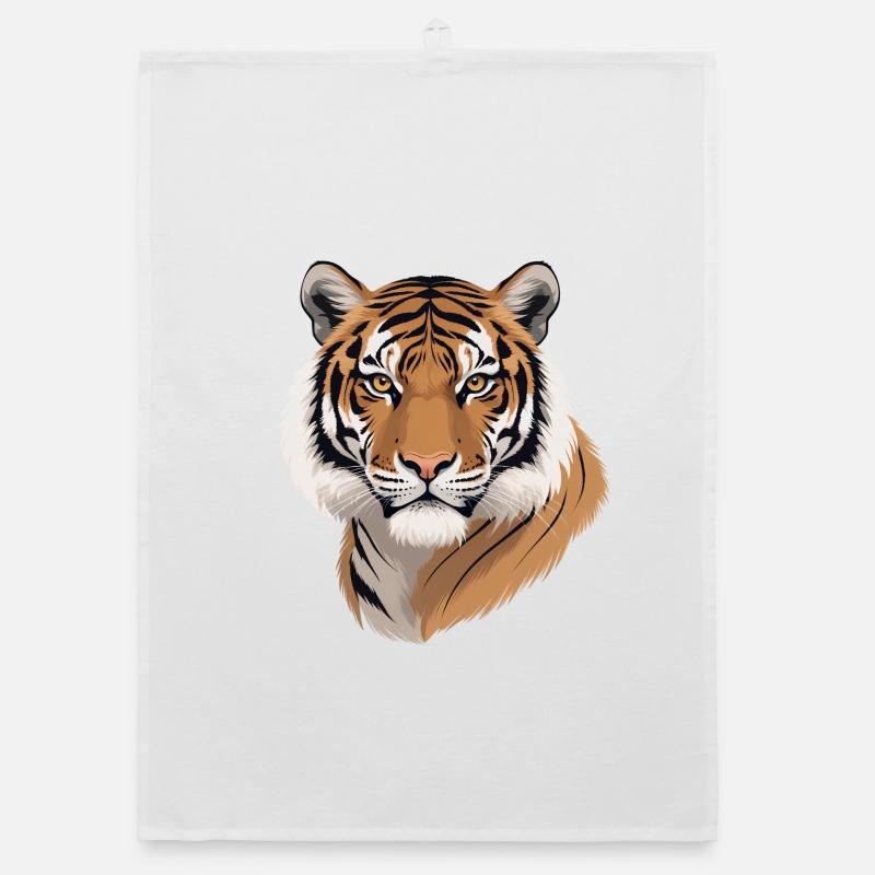 Tiger Head Illustration Wild Pattern Organic dish towel