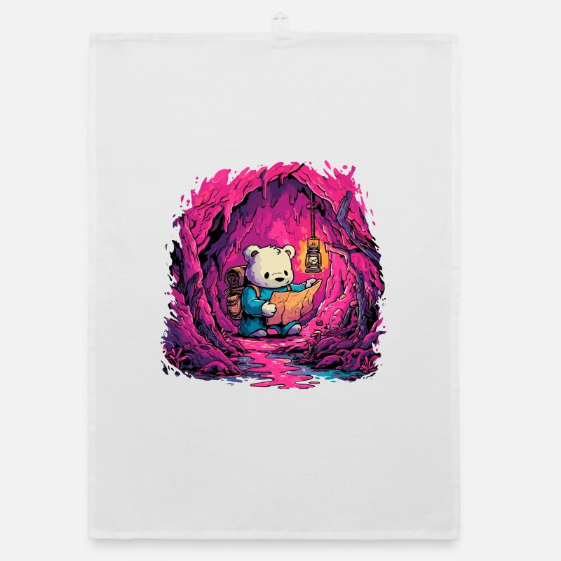 Panda in Pink Cave Light Organic dish towel