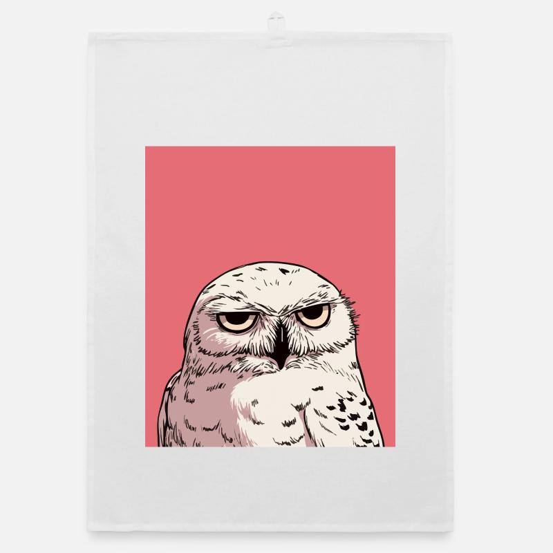 Grumpy Owl Illustration – Urteilende Tierkunst De Organic Geschirrtuch
