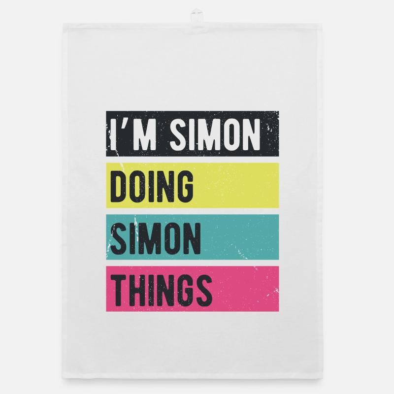 Ich bin Simon und mache Simon Things Retro Colors Organic Geschirrtuch