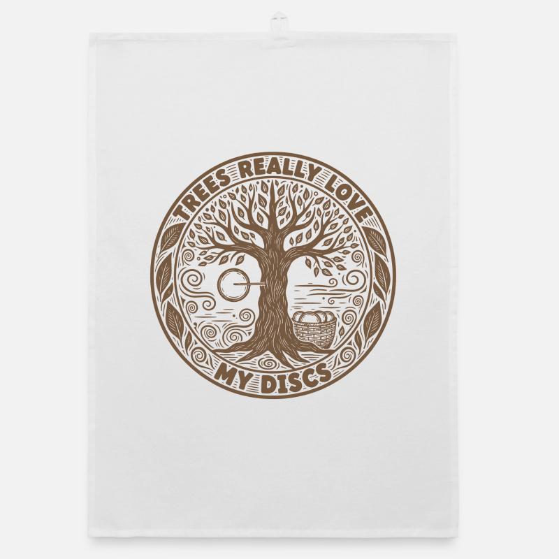 Trees Really Love My Discs Disc Golf Fun Organic dish towel