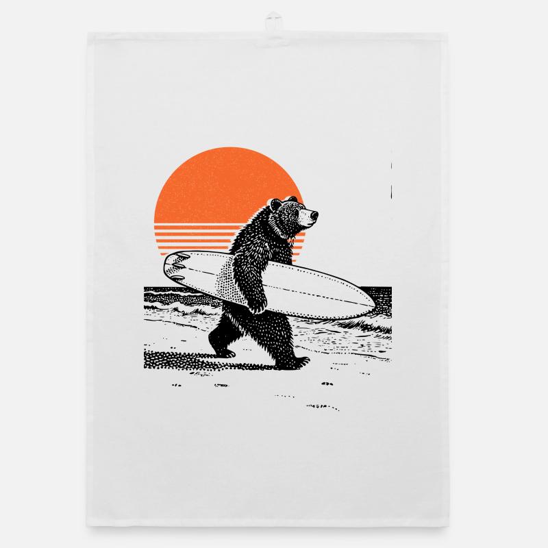 Bear with board Organic dish towel
