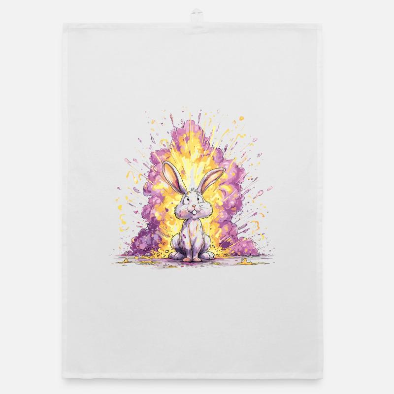 Color Explosion Bunny Illustration Organic dish towel