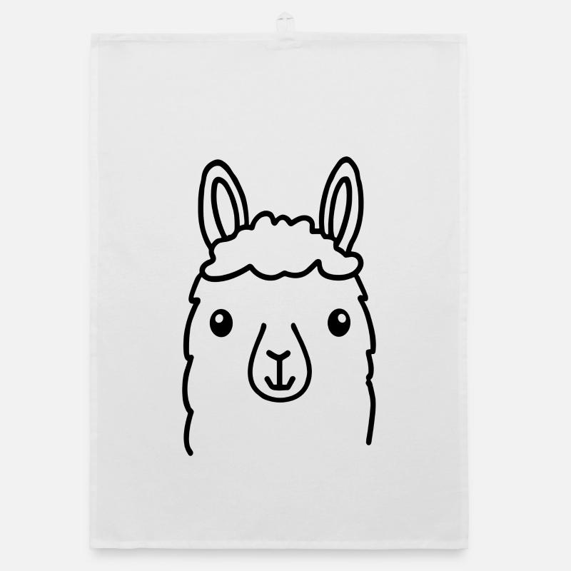 Cute Alpaca Llama Head Line Art Organic dish towel