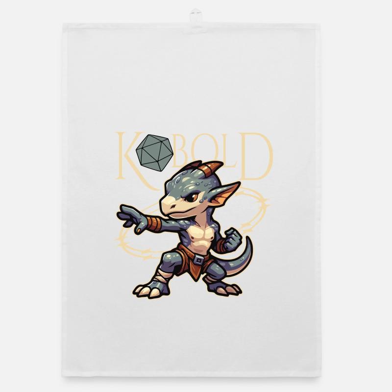 Kobold Warrior and Dice Organic dish towel