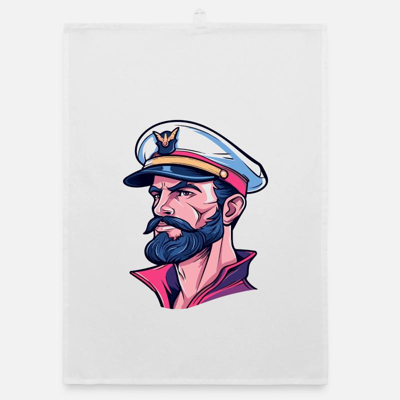 Captain in Neon Comic Style Organic dish towel