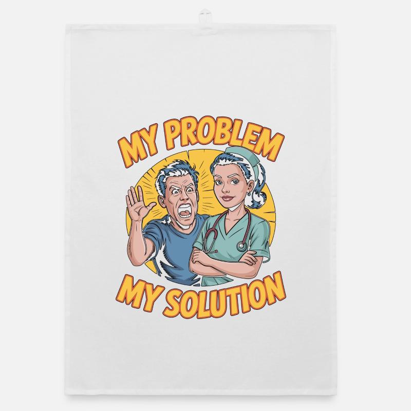 ICU Nurse My Problem My Solution Pictogram Mom Dad Organic dish towel