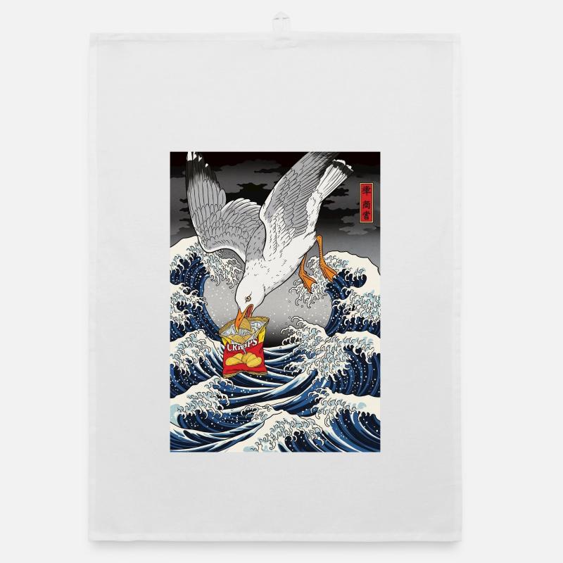Seagulls Steals Chips Funny Organic dish towel