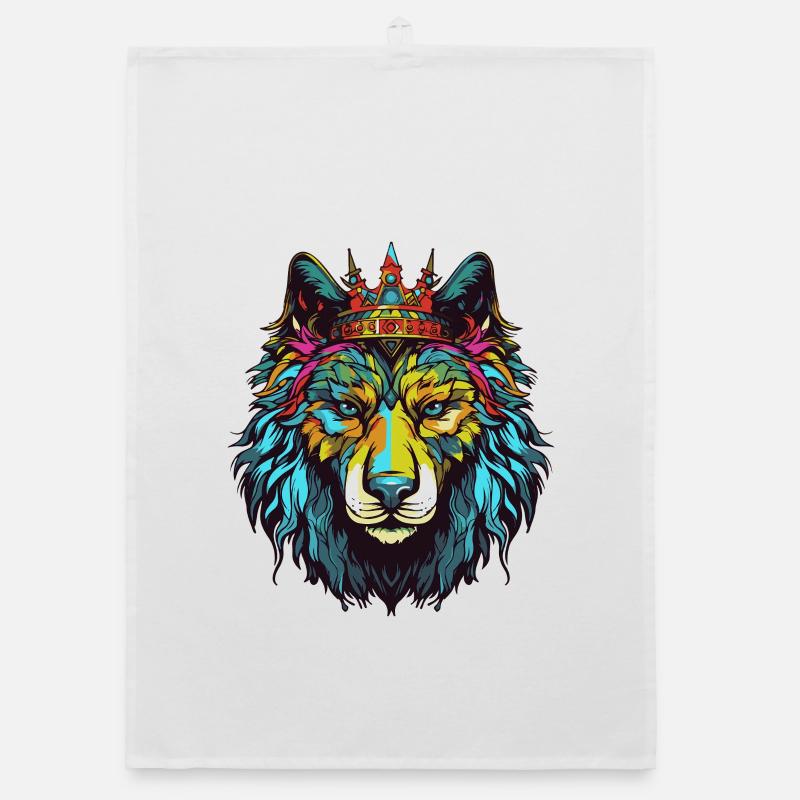 Wolf Comic Crown Organic dish towel