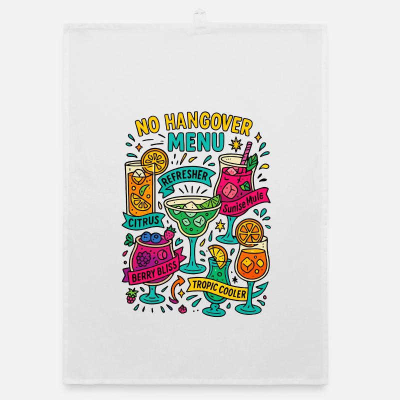 No Hangover Menu, Mocktail Card Organic dish towel