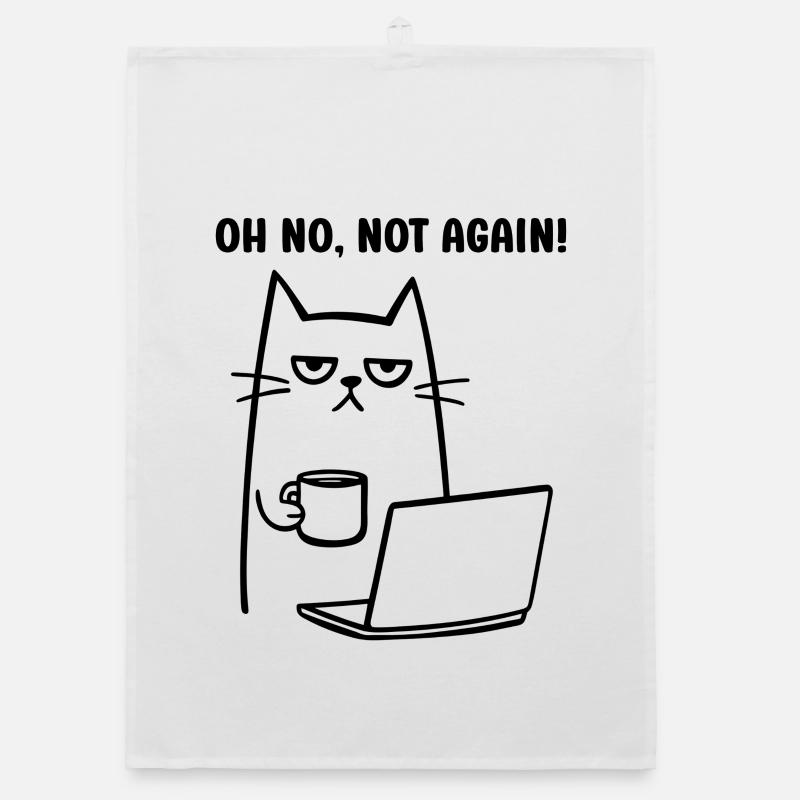 Oh no, not again funny cat with Coffee Notebook Organic dish towel