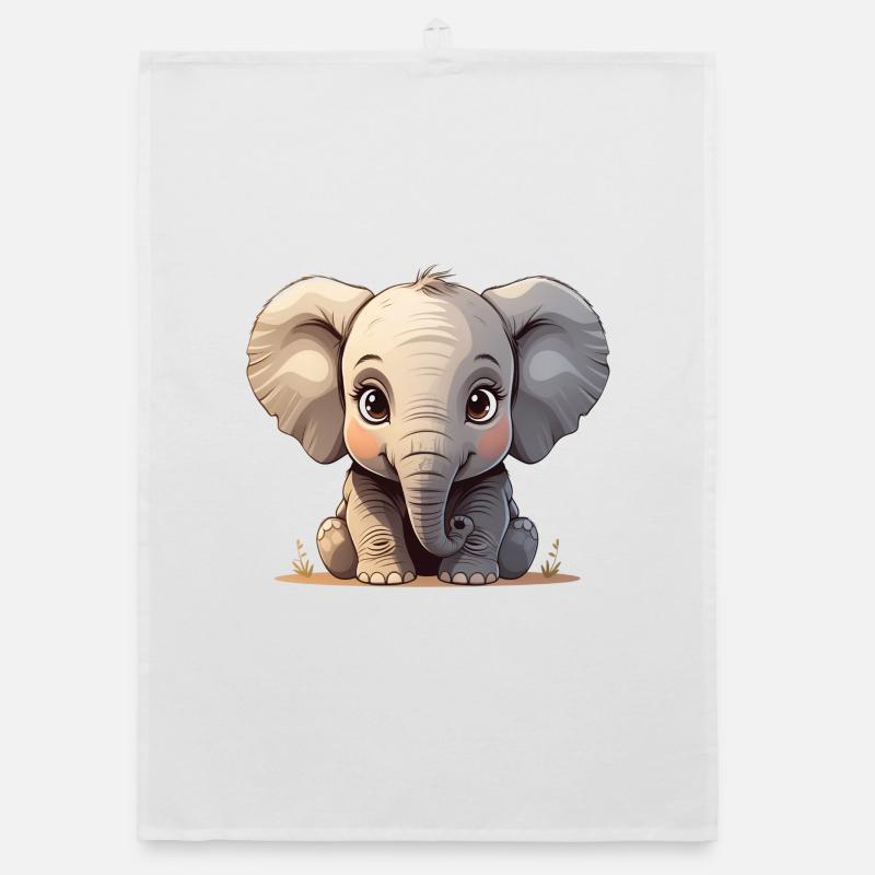 Dessin animé mignon bébé éléphant Torchon bio