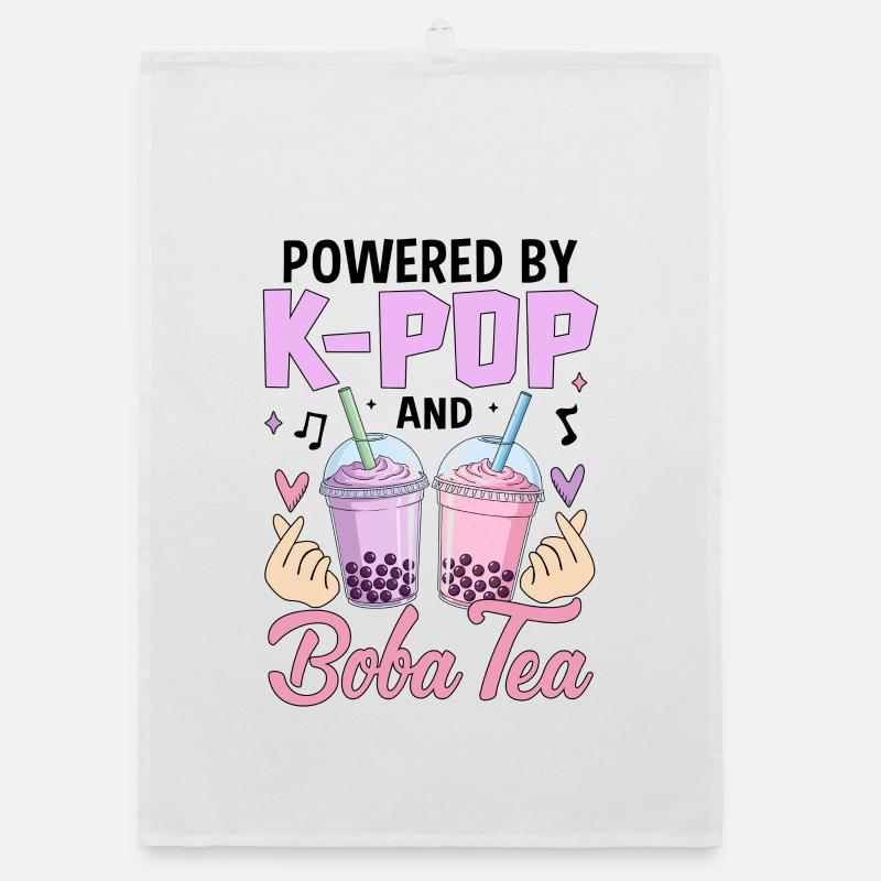 Powered By K Pop And Boba Tea Organic Geschirrtuch