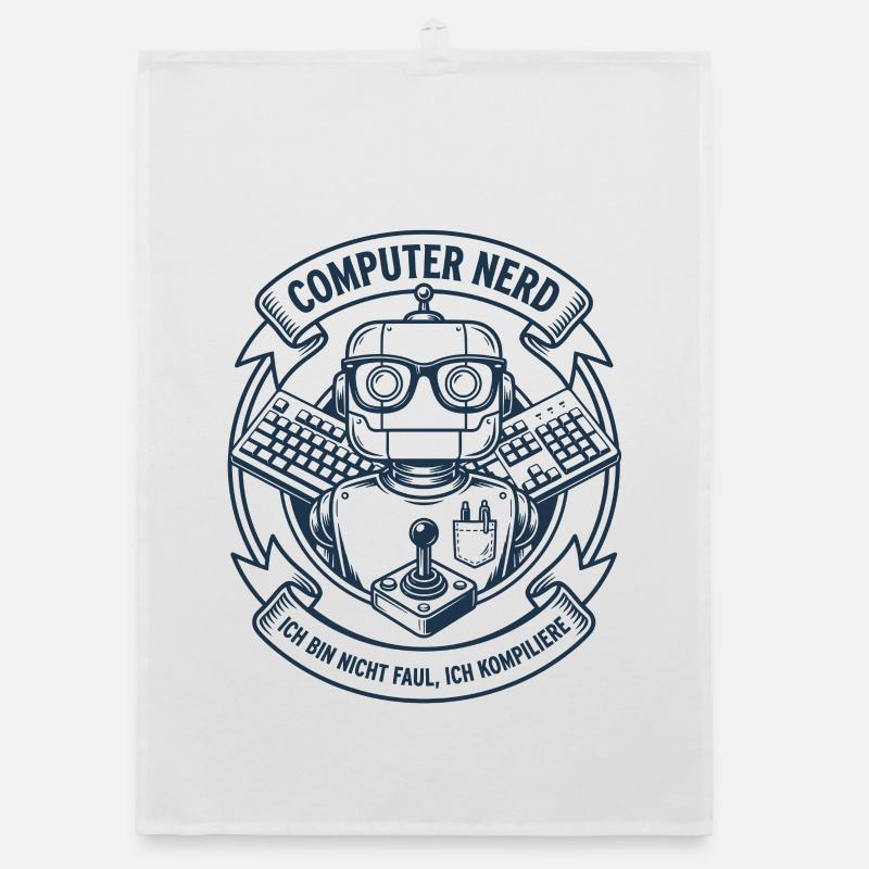 Computer Nerd Robot Logo Organic dish towel