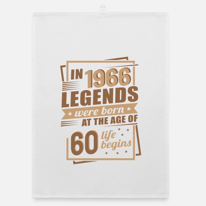 60th Birthday Vintage Legends 1966 Retro Modern Organic dish towel