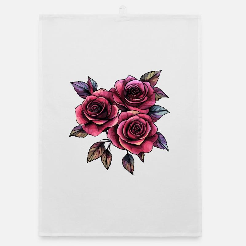 Roses dans le style néon-noir Torchon bio