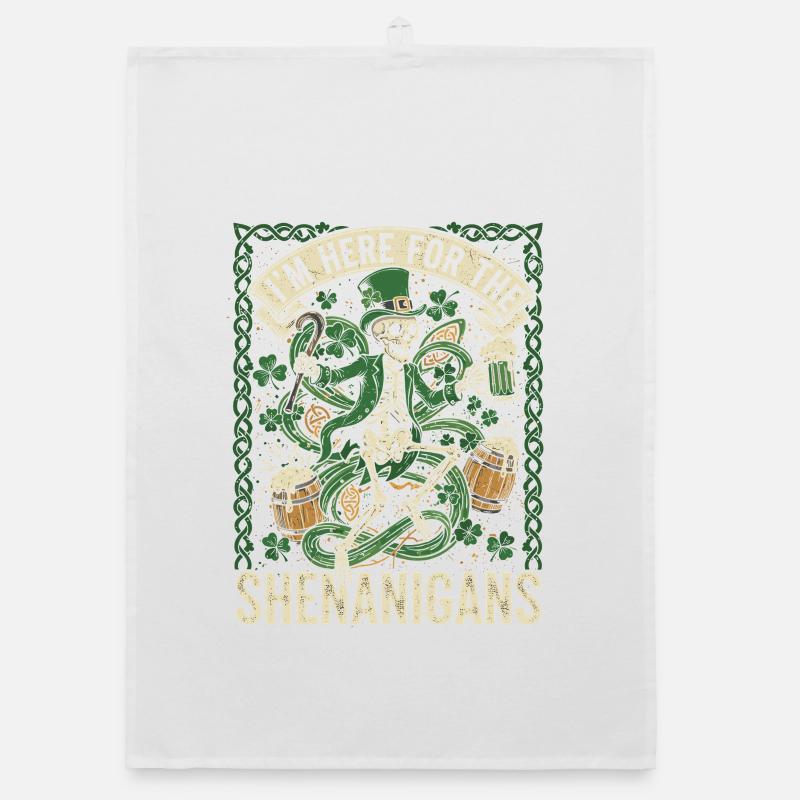 Skeleton Leprechaun Shenanigan Organic dish towel