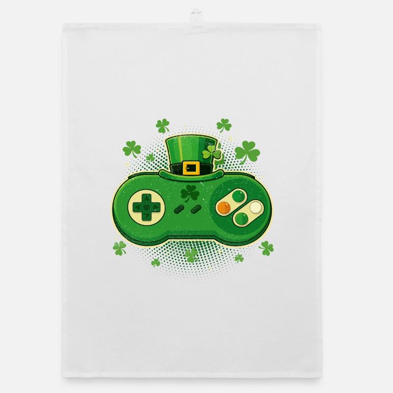 Irish Video Game Controller St Pats Organic dish towel