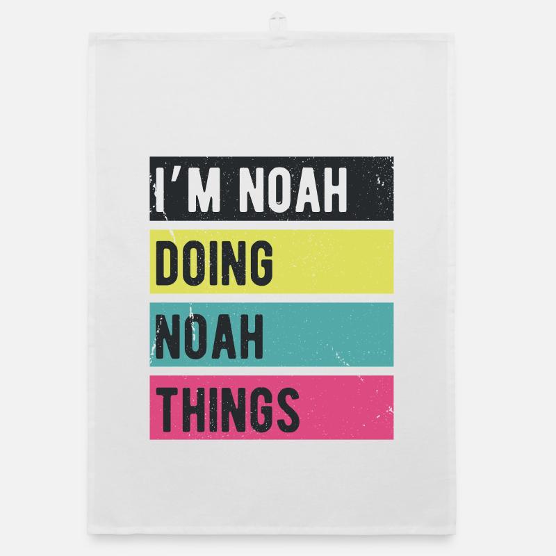 Ich bin Noah und mache Noah-Dinge Retro-Farben Organic Geschirrtuch