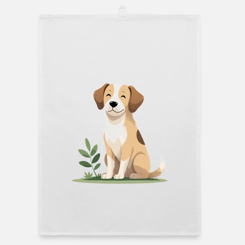 Chiot joyeux dans l’herbe Torchon bio