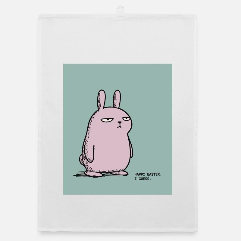 Frohe Ostern, schätze ich – Grumpy Bunny Easter Design - Organic Geschirrtuch - Weiß