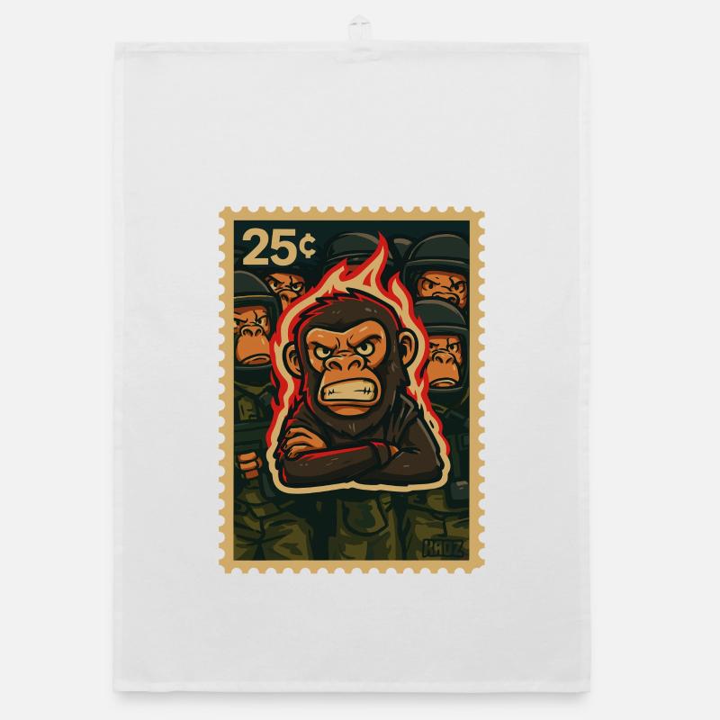 Feuer und Affe Protest Organic Geschirrtuch