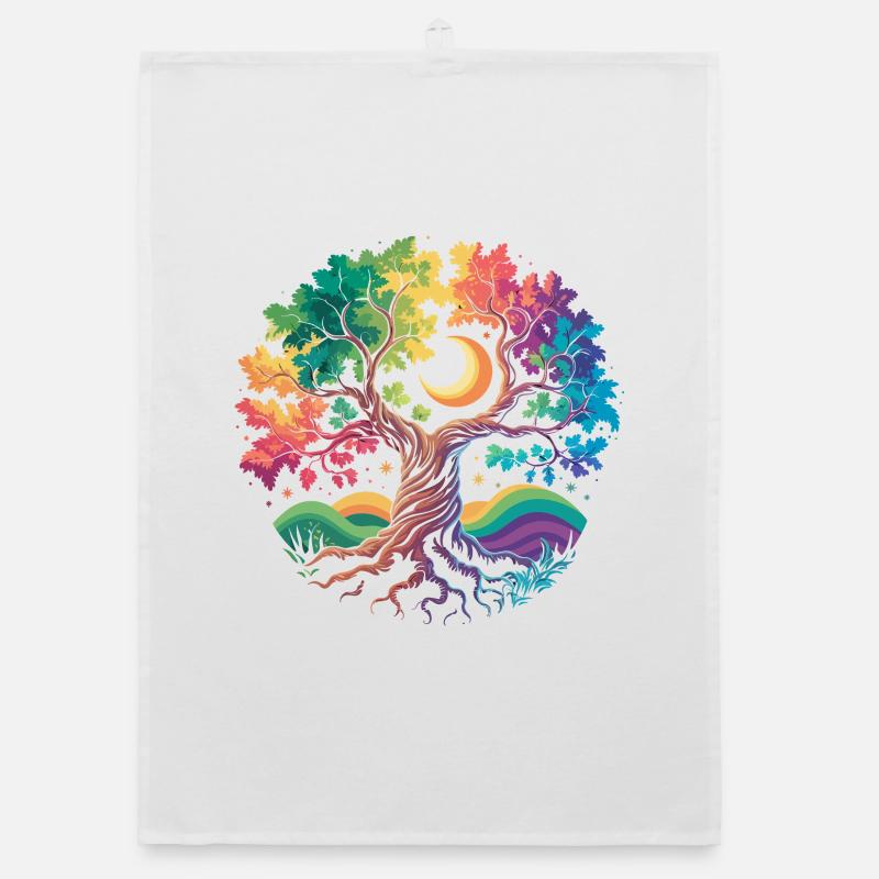 Rainbow Tree Moon Magic Organic dish towel