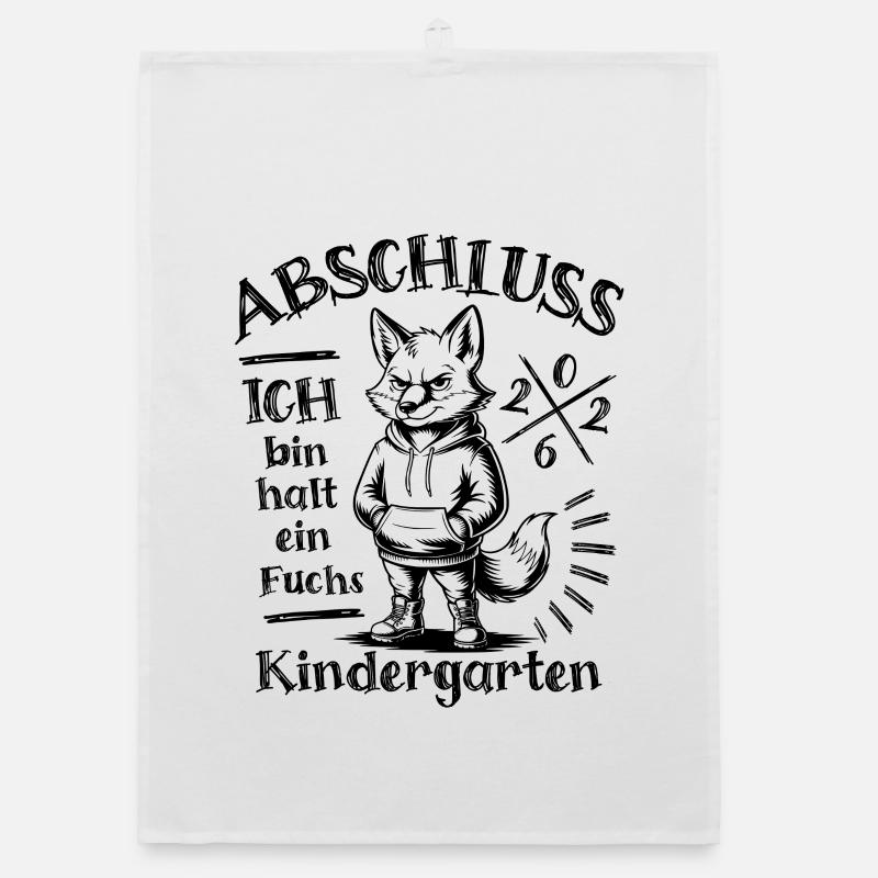 Kindergarten Abschluss 2026 Ich bin halt ein Fuchs - Organic Geschirrtuch - Weiß