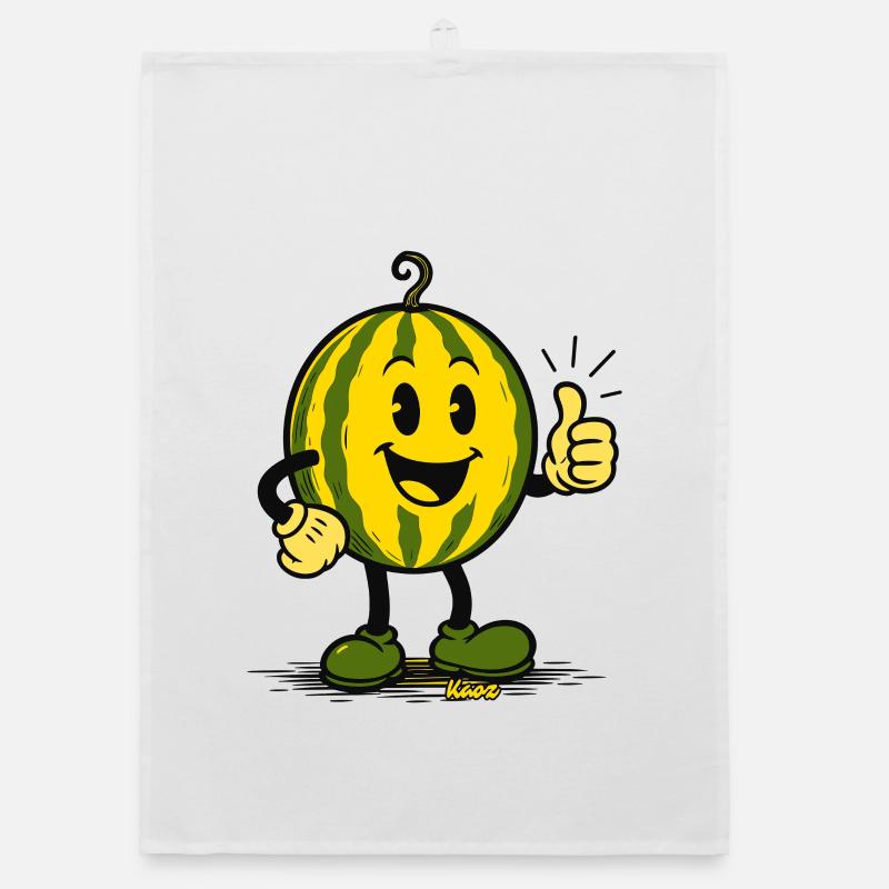 Dessin animé joyeux de pastèque Torchon bio