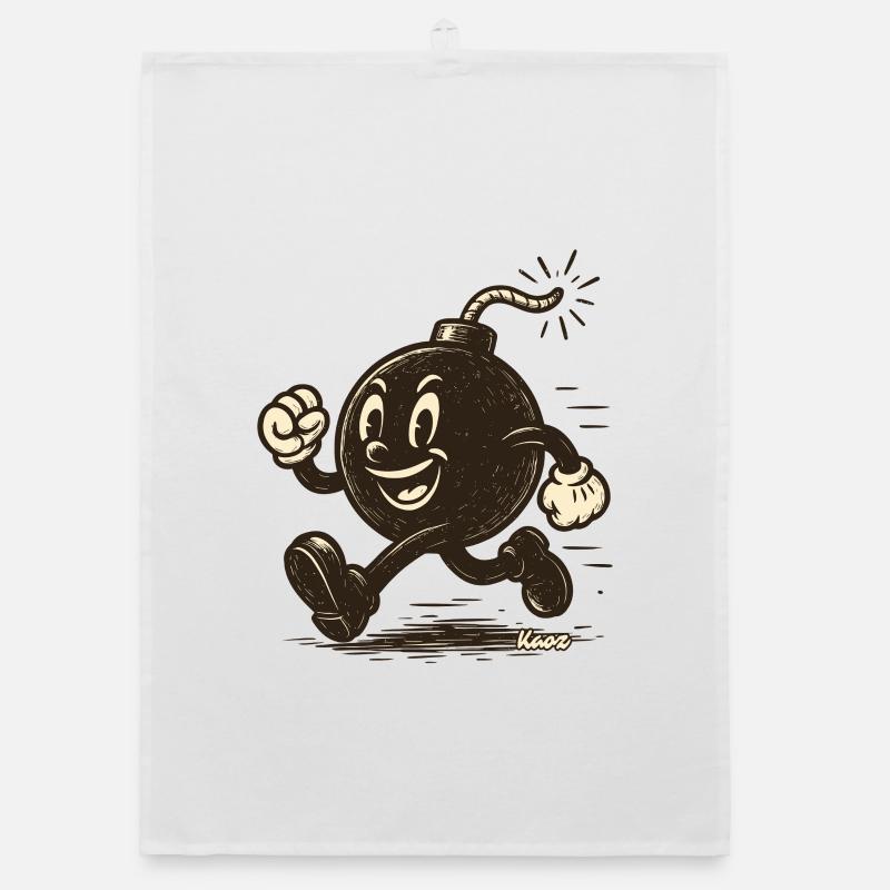 Running cartoon bombshell Organic dish towel