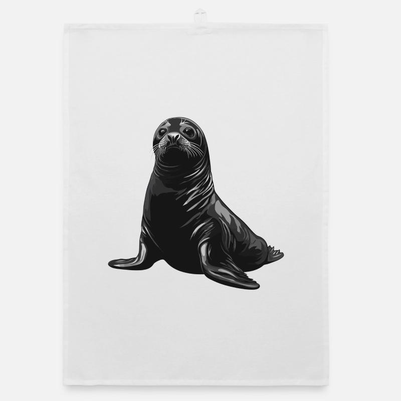 Black Seal Portrait Organic dish towel