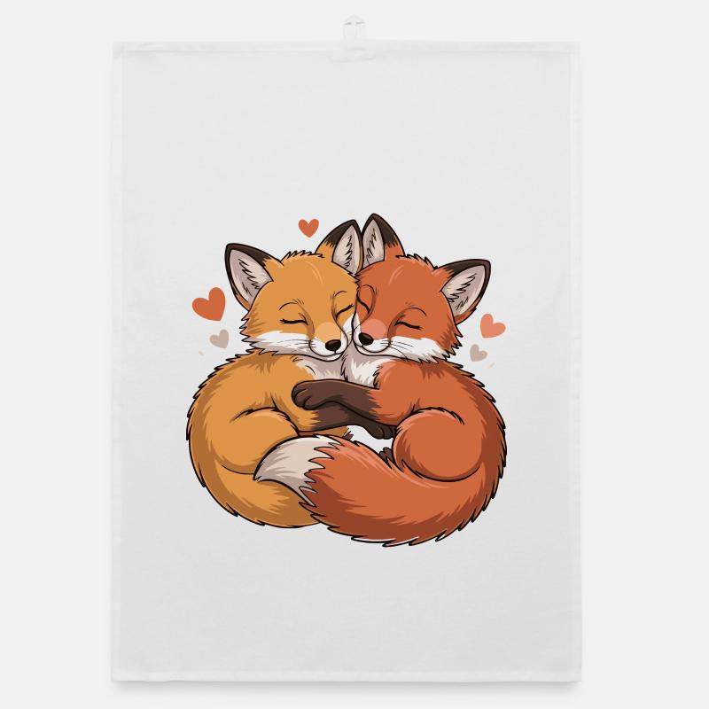 Two Foxes Hug Organic dish towel