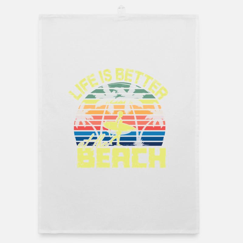 Beach Surfer Retro Sunset Torchon bio