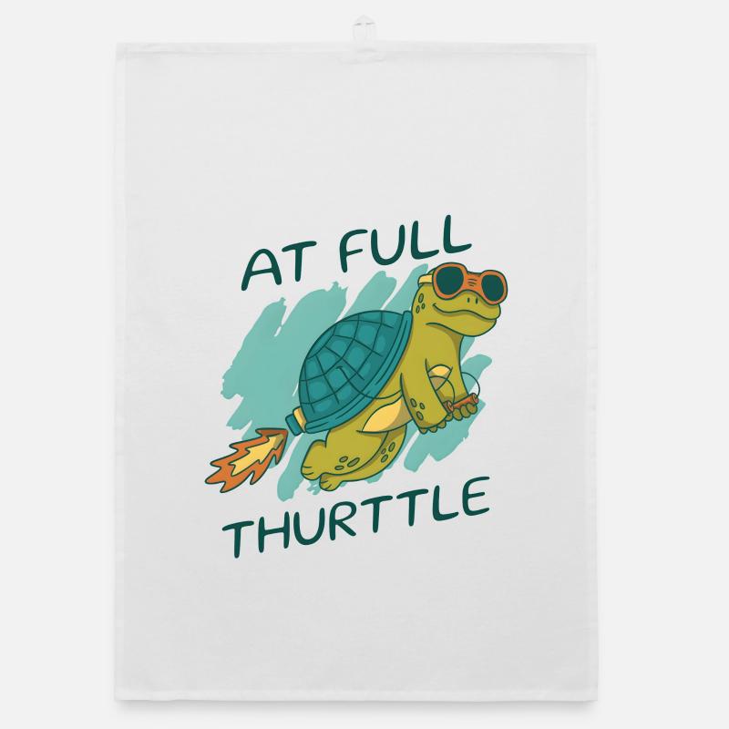 At Full Thurttle – Funny Rocket Turtle Organic dish towel