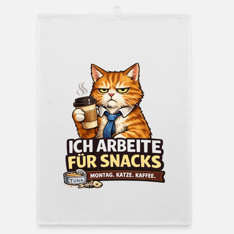 I work for Snacks – Office Cat Organic dish towel