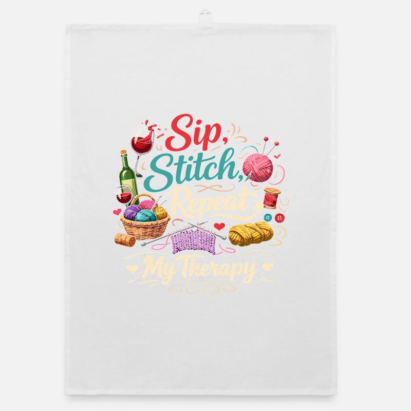 Sip Stitch Repeat Therapy Organic dish towel