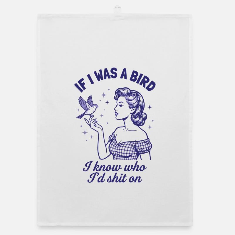 Echte Rache Vogel Retro Statement Organic Geschirrtuch