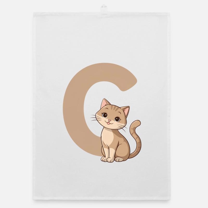 Kitten and C letter Organic dish towel