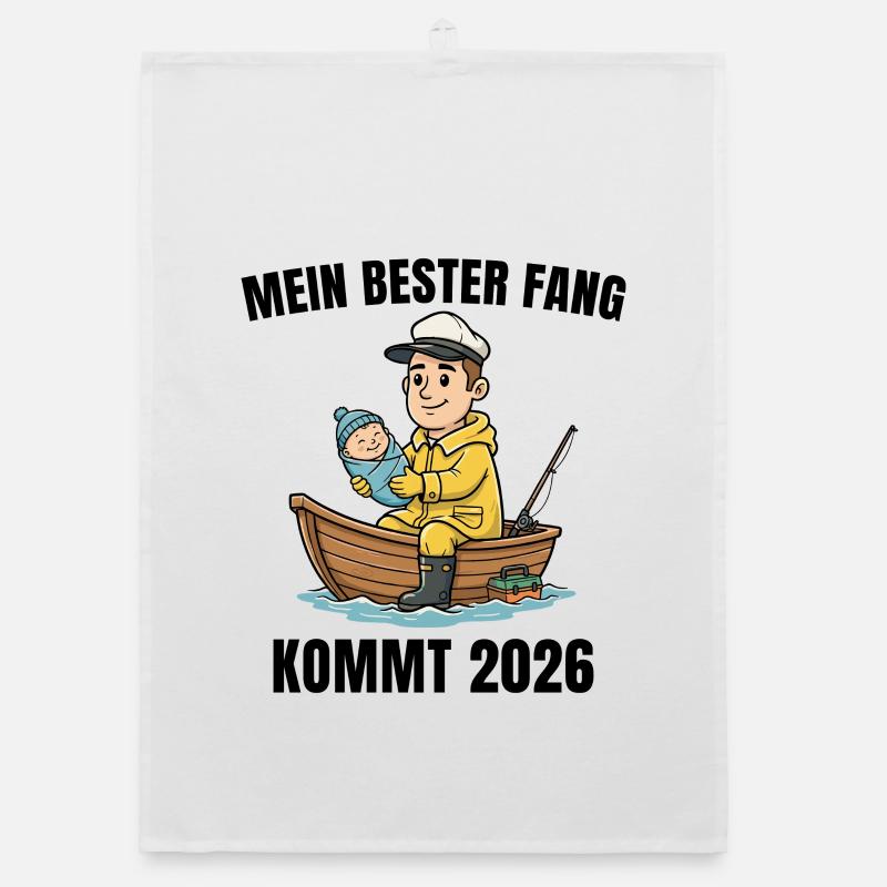 Vaterschaft 2026 Angler Werdender Papa Organic Geschirrtuch