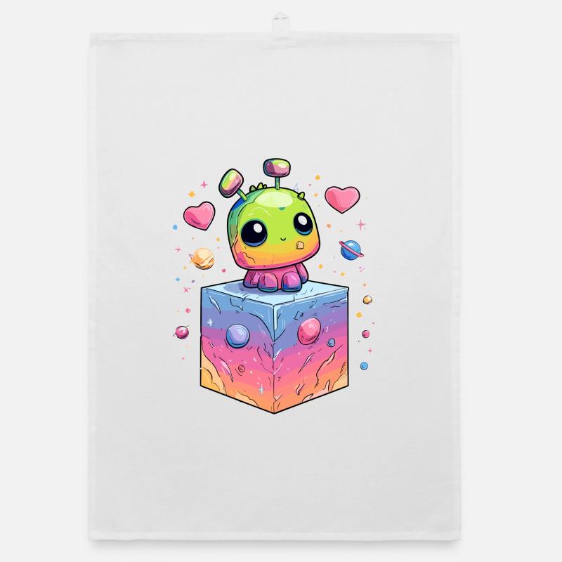 Colorful space robot Organic dish towel