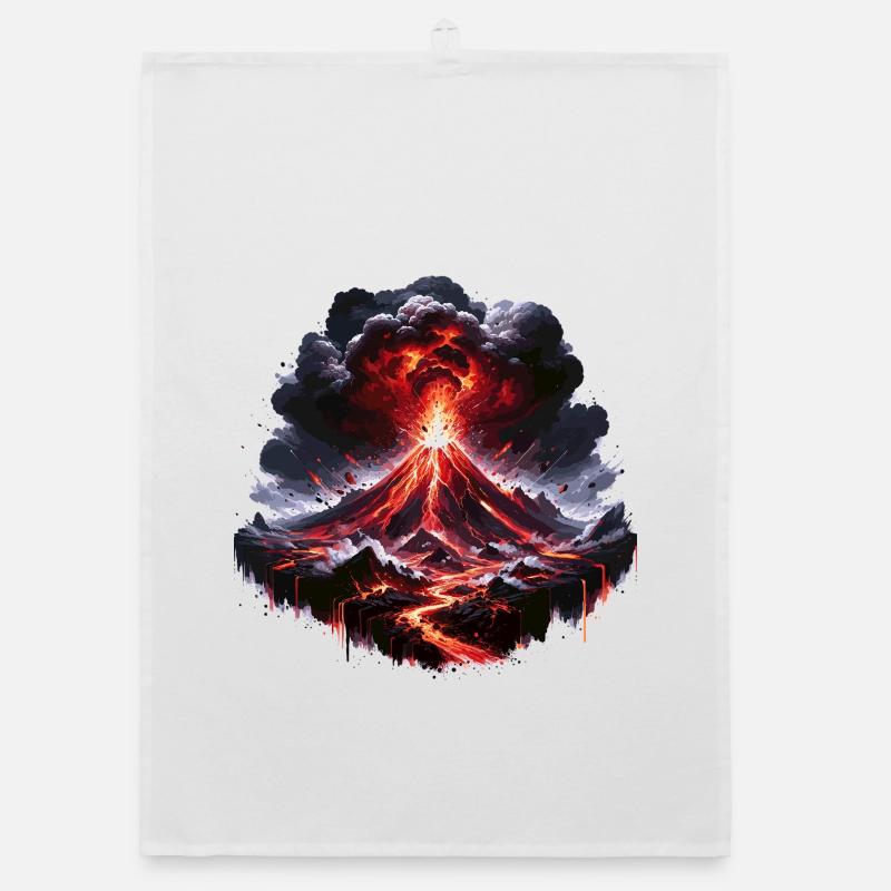 Volcanic eruption lava fireworks Organic dish towel