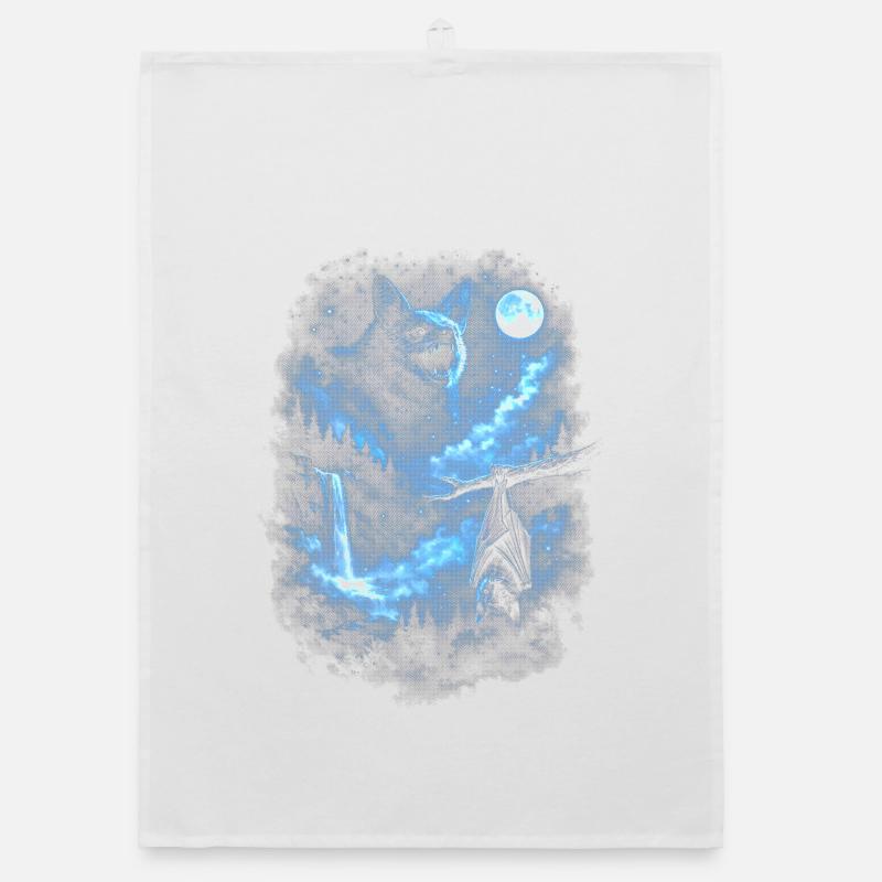 Blue Night Wolf Moonlight Organic dish towel