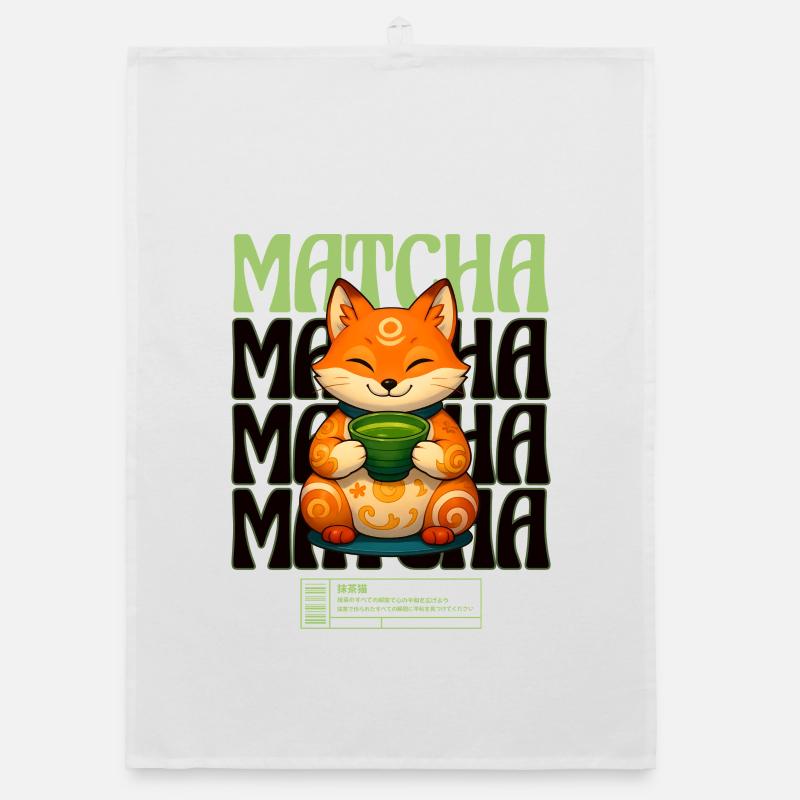 Matcha Fox Zen Tea Enjoyment Organic dish towel