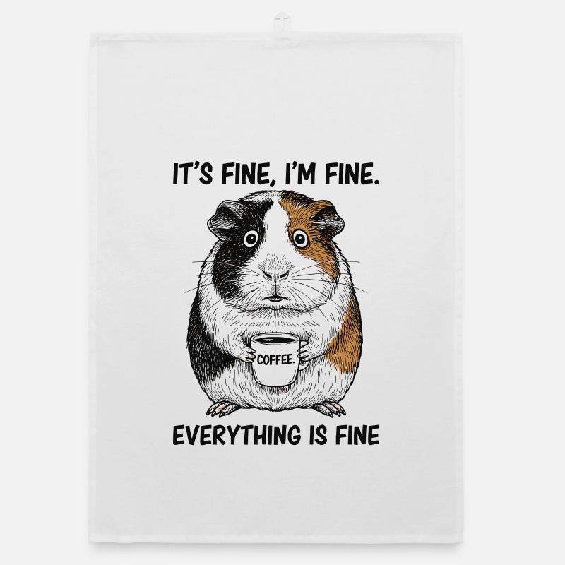 Its Fine Im Fine Kaffee Meerschweinchen - Organic Geschirrtuch - Weiß