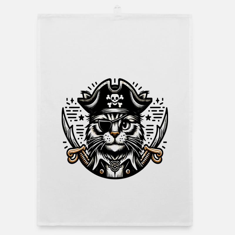Chat Pirate : Chat pirate avec cache-œil Torchon bio