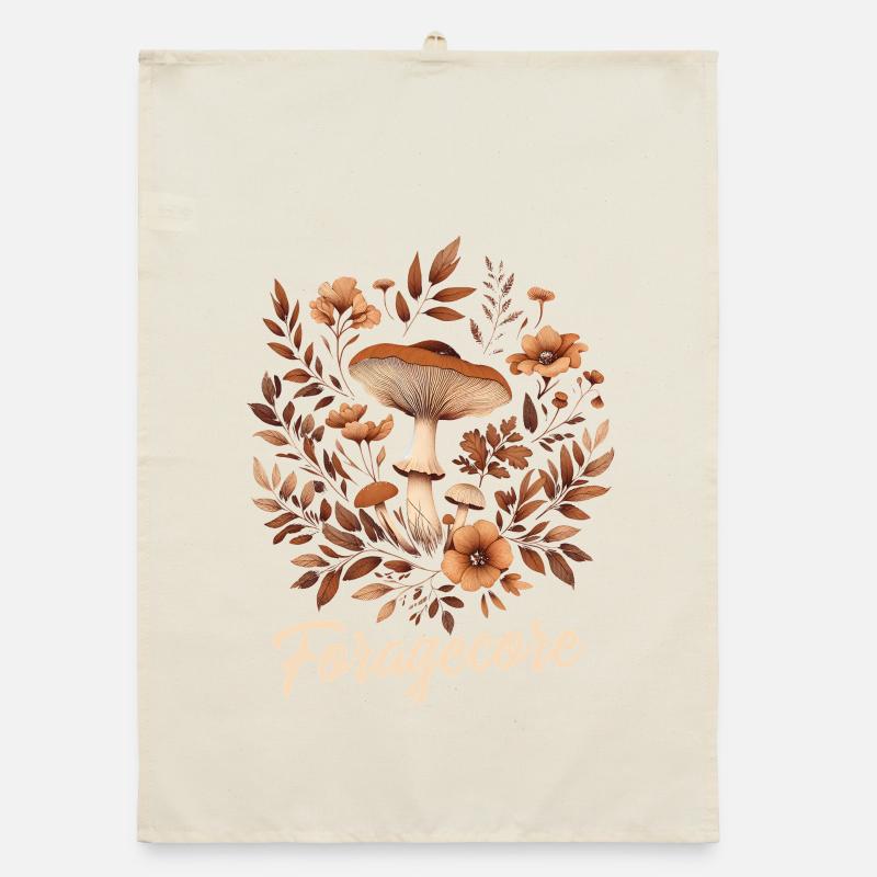 Esthétique des objets de collection | Automne de la forêt de champignons Torchon bio