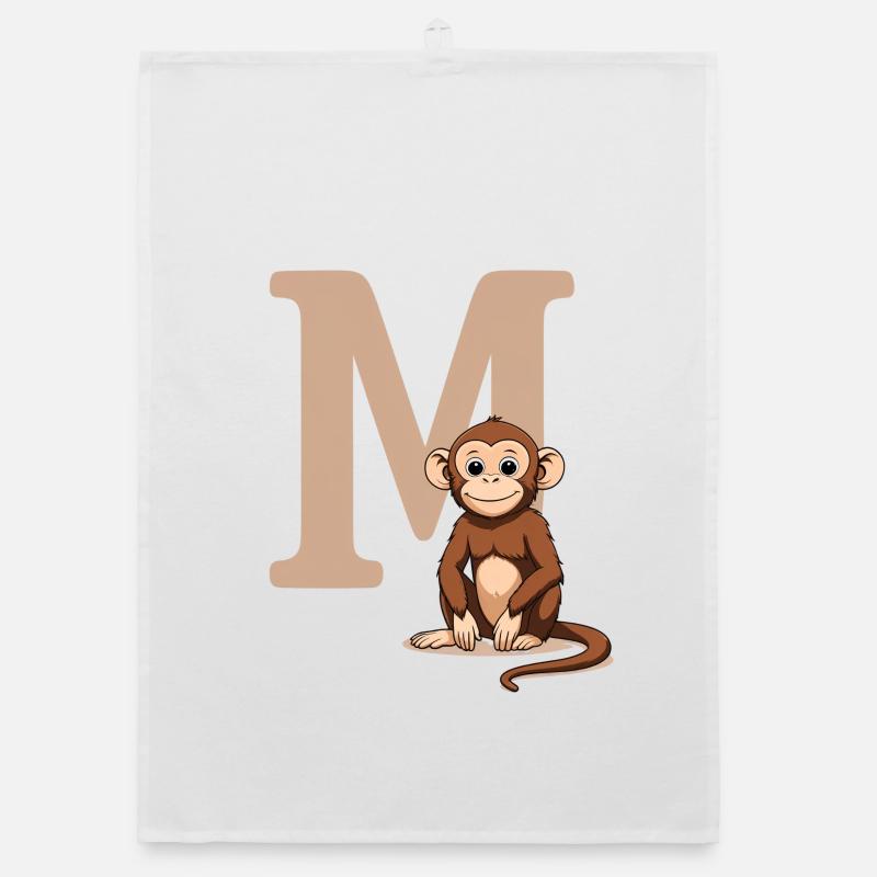 Conception MonkeyM avec la lettre majuscule M Torchon bio