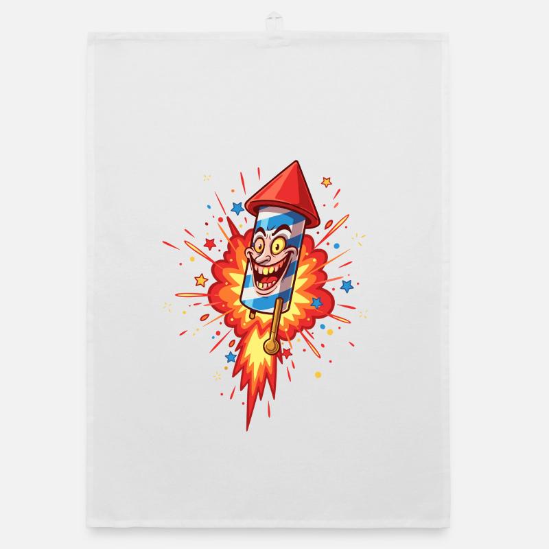 Explosion de dessin animé Rocket Rieur Torchon bio